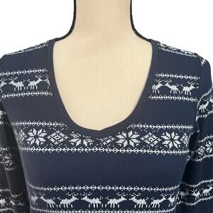Tommy Hilfiger | Women's Navy Holiday Reindeer Long Sleeve Sleep Dress Sz S